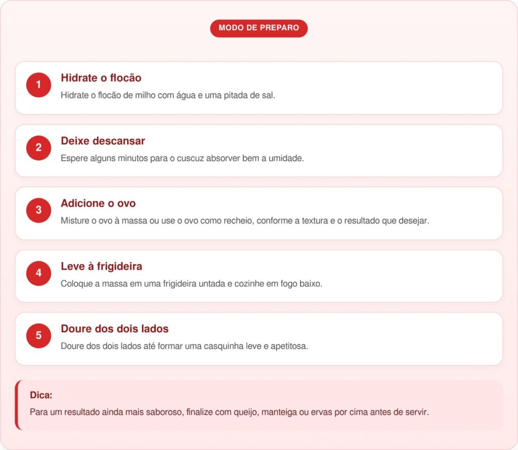 Troquei o pão por esse cuscuz de frigideira com ovo no café da manhã quando comecei a evitar farinha branca: prático, barato e muito saboroso