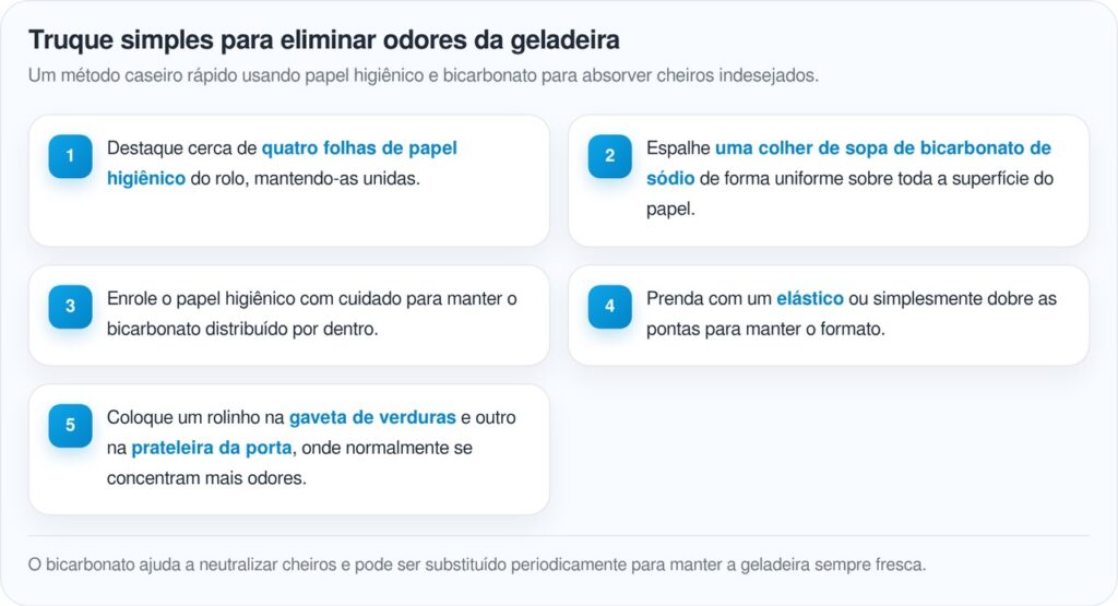 Truque simples com papel higiênico ajuda a manter a geladeira sem cheiro