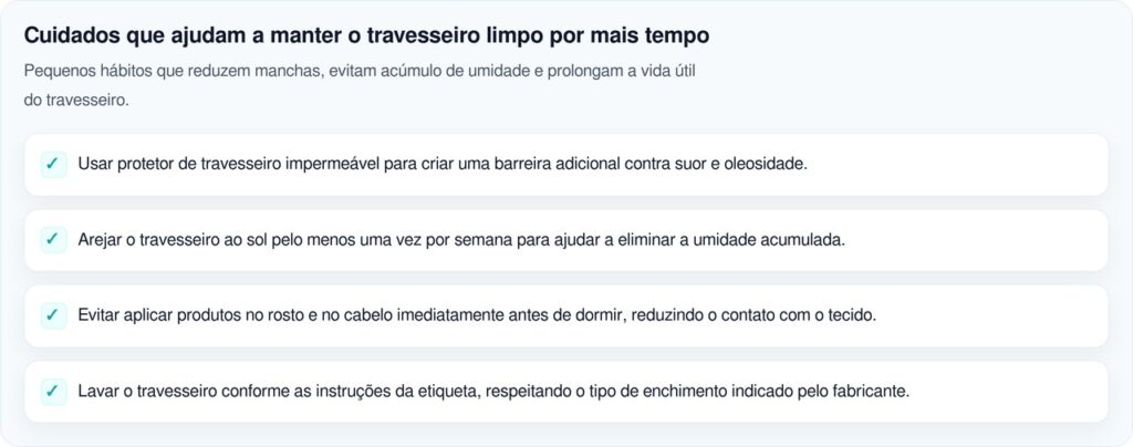 Travesseiro amarelado pode surgir mesmo com cuidados frequentes no quarto