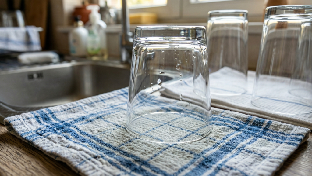 Secar copos virados para baixo pode parecer mais higiênico, mas esse hábito nem sempre é o melhor