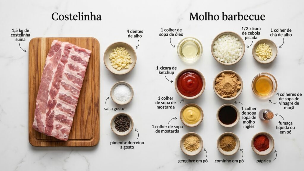 Misture ketchup, açúcar mascavo e temperos e faça um barbecue perfeito para fazer uma costelinha assada