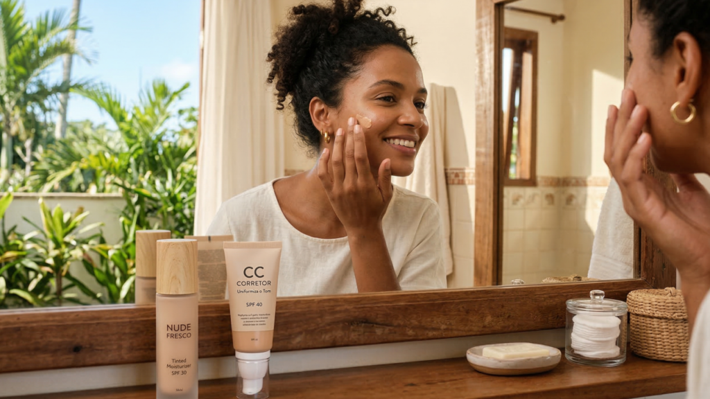 Nem base pesada, nem rosto apagado: o truque para acertar no produto com cor para o dia a dia