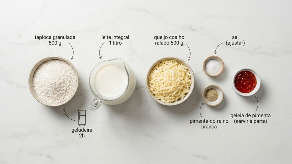 Misture leite, tapioca e queijo e faça um dadinho de tapioca crocante por fora e macio por dentro