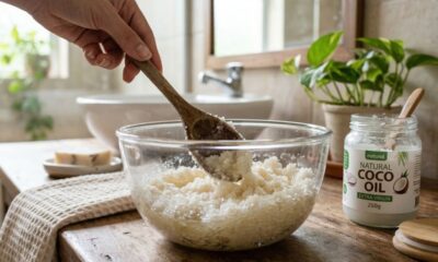 Prepare este esfoliante caseiro de açúcar e óleo de coco para usar pela manhã e sinta sua pele sedosa