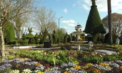 Praça considerada a mais bela do Rio Grande do Sul reúne mais de 200 esculturas feitas por jardineiro quase nonagenário