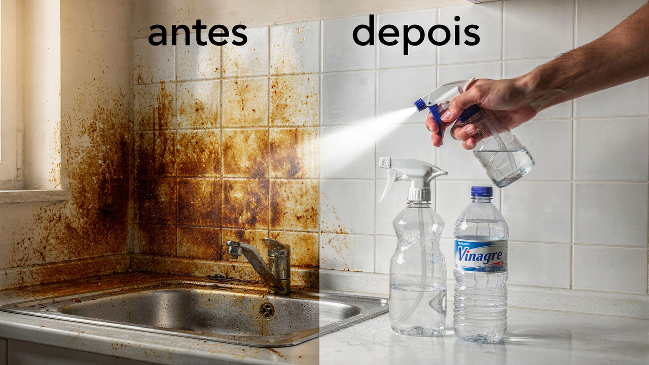 Use vinagre para limpar azulejos da cozinha e veja a gordura sumir sem precisar esfregar por muito tempo