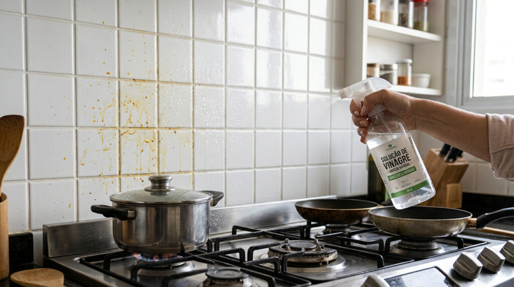 Borrifar vinagre com água nos azulejos da cozinha: para que serve, quando usar e por que ajuda na cozinha