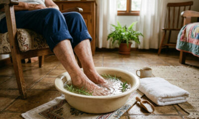 Receita exclusiva de escalda-pés com sal grosso e alecrim que traz alívio instantâneo para idosos
