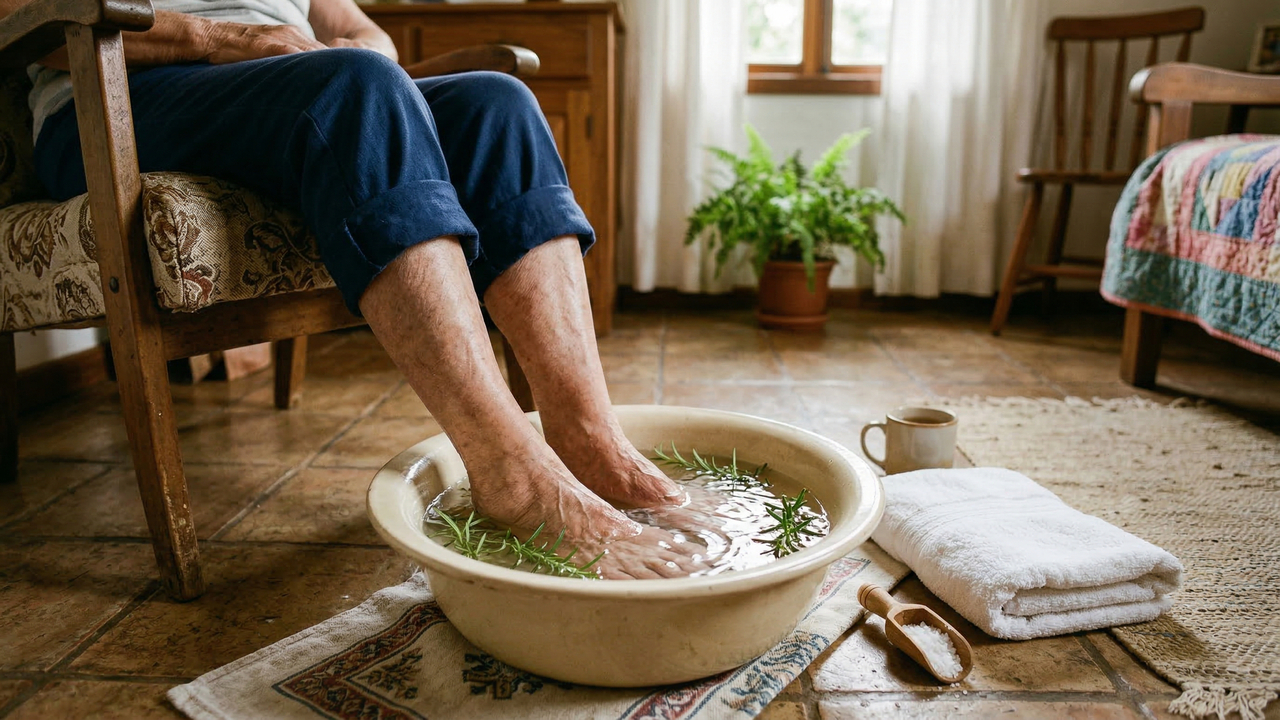 Receita exclusiva de escalda-pés com sal grosso e alecrim que traz alívio instantâneo para idosos