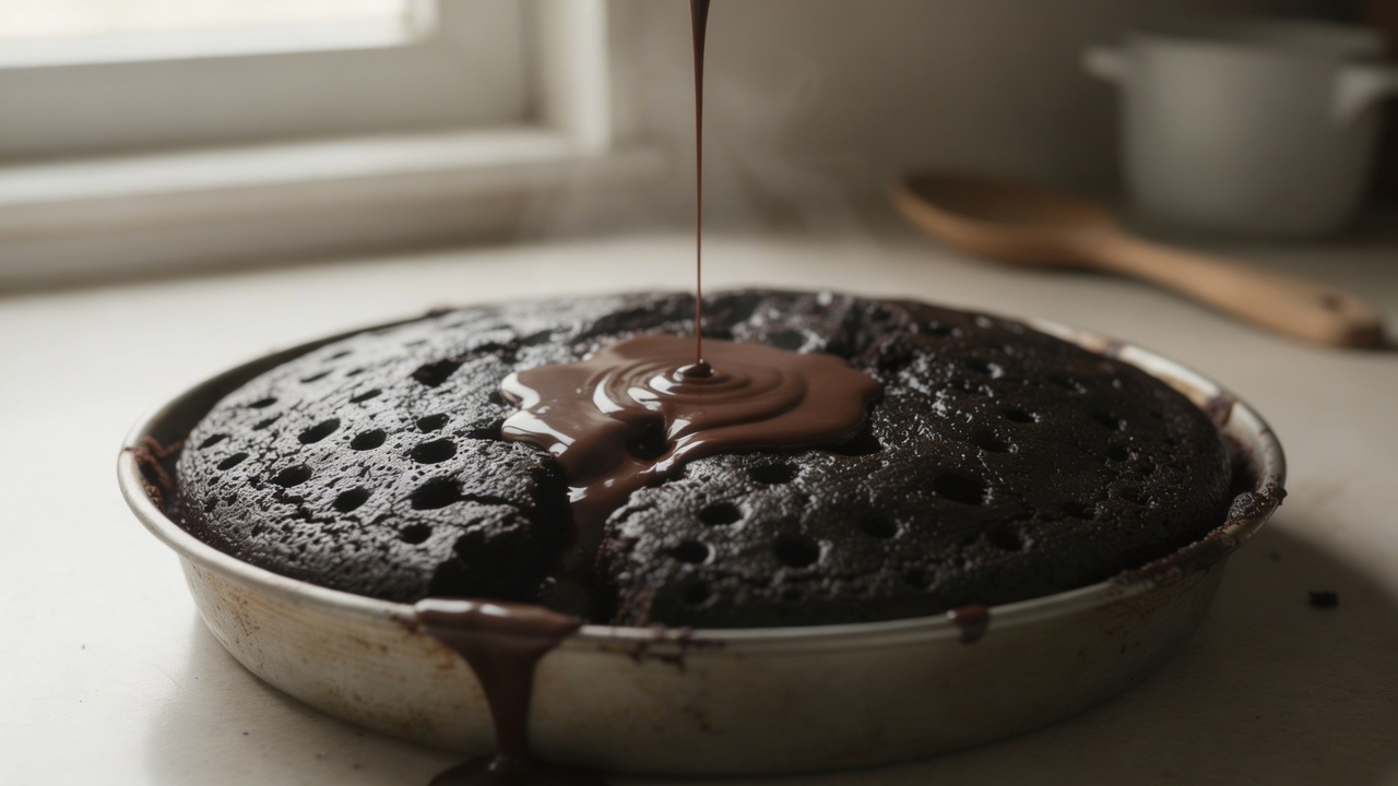 Misture chocolate em pó e água morna e prepare um bolo de brigadeiro quente bem molhadinho