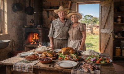 Uma fazenda bem cuidada onde tudo é produzido em casa