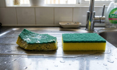 Cada vez mais donas de casa estão cortando os cantos de suas esponjas de lavar louça: um truque simples que pode salvar vidas