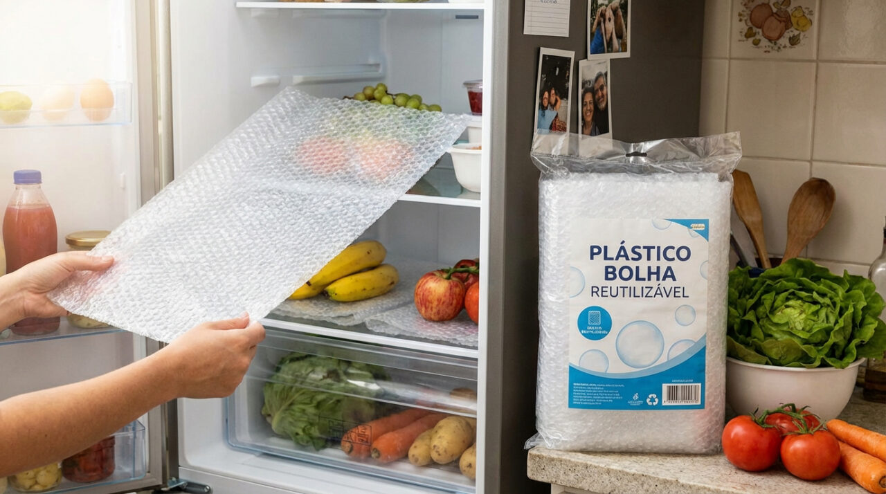 Nunca mais jogue fora o plástico bolha: coloque-o na geladeira... isso facilitará muito suas tarefas domésticas