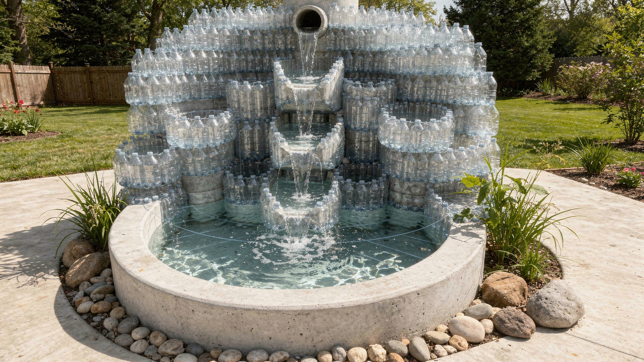 Essas garrafas plásticas viraram um aquário de cimento que parece feito por profissional