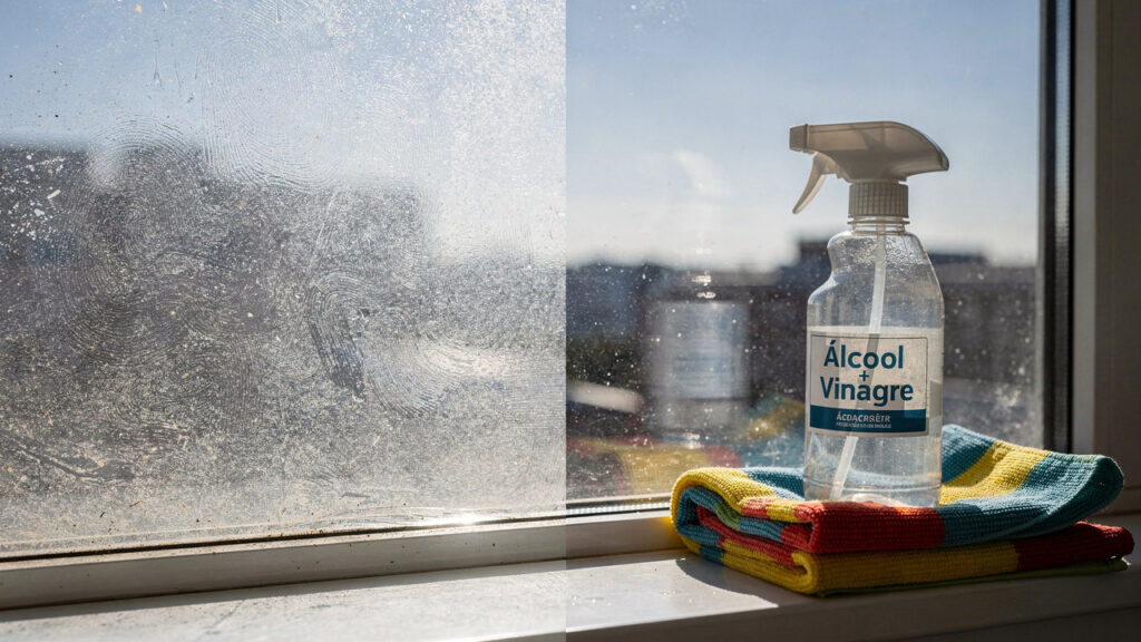 Nunca mais sofra com manchas usando esse limpador de vidros caseiro com álcool e vinagre potente