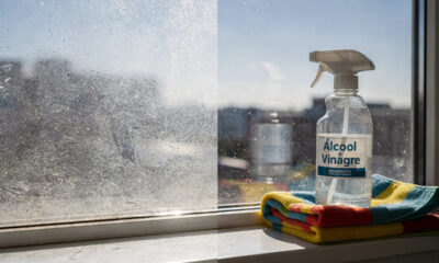 Nunca mais sofra com manchas usando esse limpador de vidros caseiro com álcool e vinagre potente