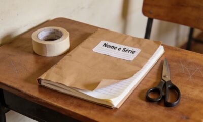 Materiais escolares da escola antiga que eram usados até o fim e marcavam a infância