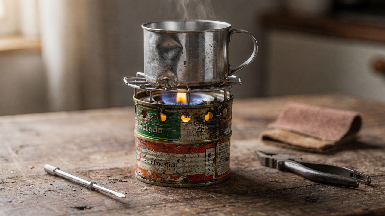 Como transformar latas velhas em um mini fogão com um projeto fácil