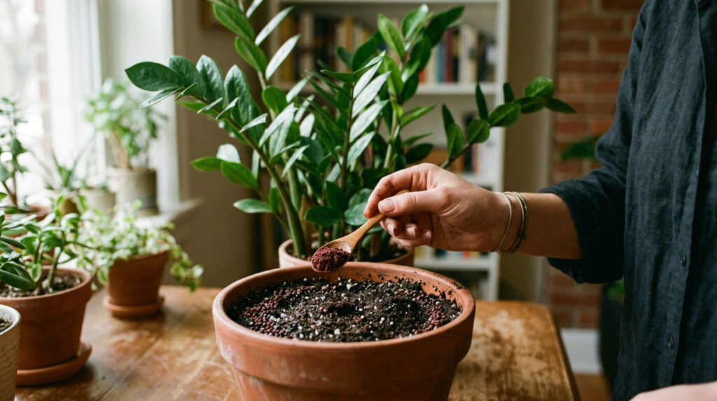 Minha vizinha me mostrou o que ela espalha nas zamioculcas: depois de um mês, minha planta produziu 10 novas mudinhas