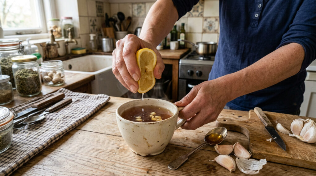 Aprenda a fazer o chá de alho com limão que muita gente toma para aliviar a dor de garganta
