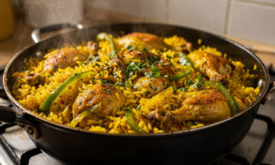 Refogue frango, arroz e temperos na ordem certa e tenha uma galinhada bem úmida feita em uma única panela