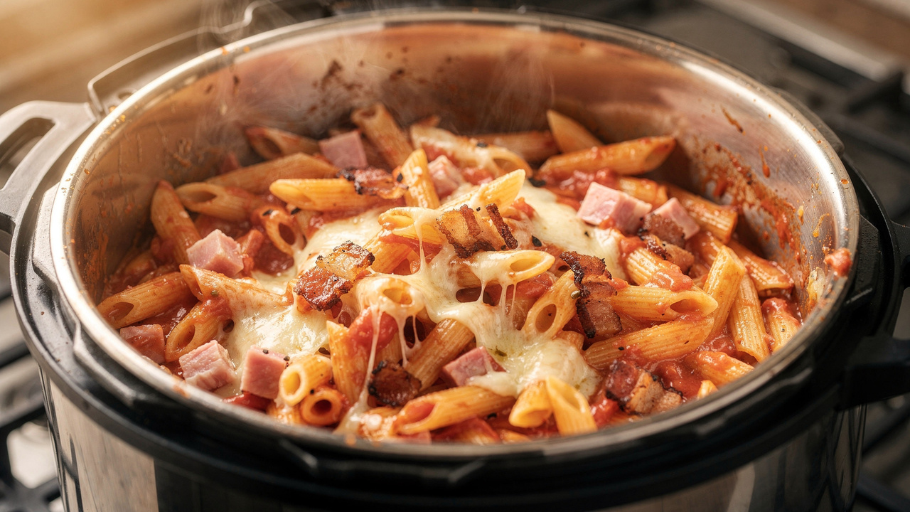 Cozinhe macarrão, molho e temperos na ordem certa e tenha um macarrão cremoso feito em minutos na panela de pressão