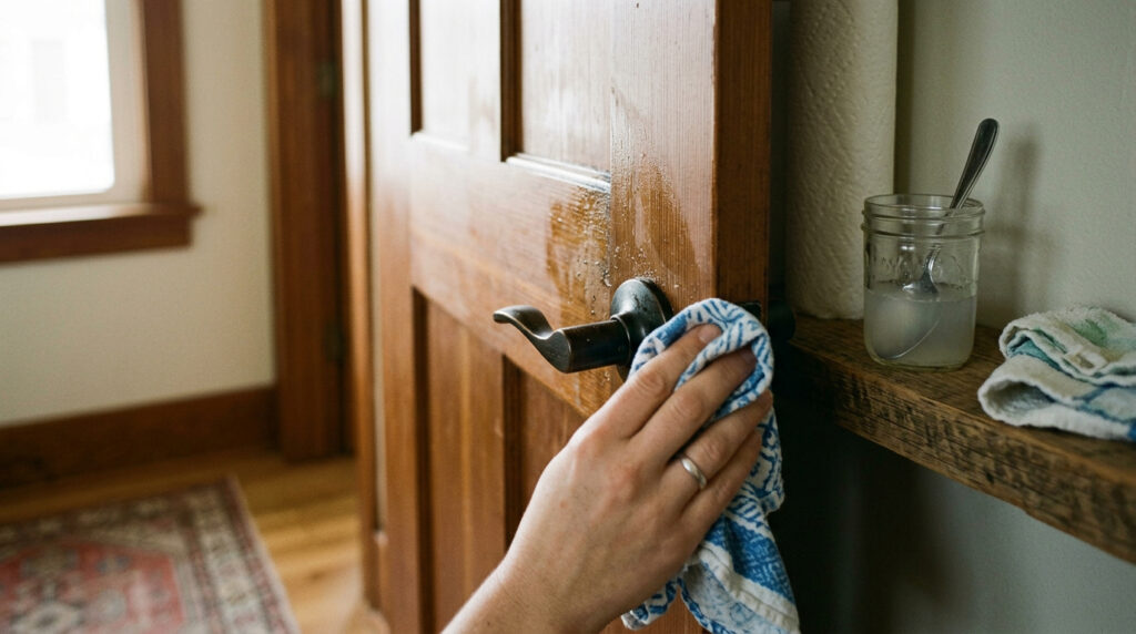 Limpar a porta da frente com água, vinagre e sal: quais os benefícios e quando fazer isso