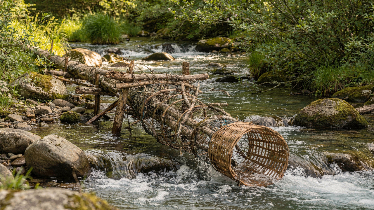 Homem transforma rios em armadilhas de pesca impressionantes usando apenas observação e engenho