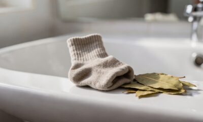 Com algumas folhas de louro e uma meia velha, você prepara um aromatizador caseiro que perfuma toda sua casa