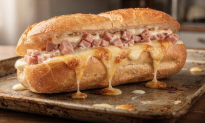 Misture presunto, muçarela e requeijão e prepare pão francês recheado gratinado em poucos minutos