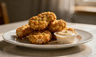 Esse nugget caseiro fica pronto em poucos minutos e é perfeito para servir ainda quentinho