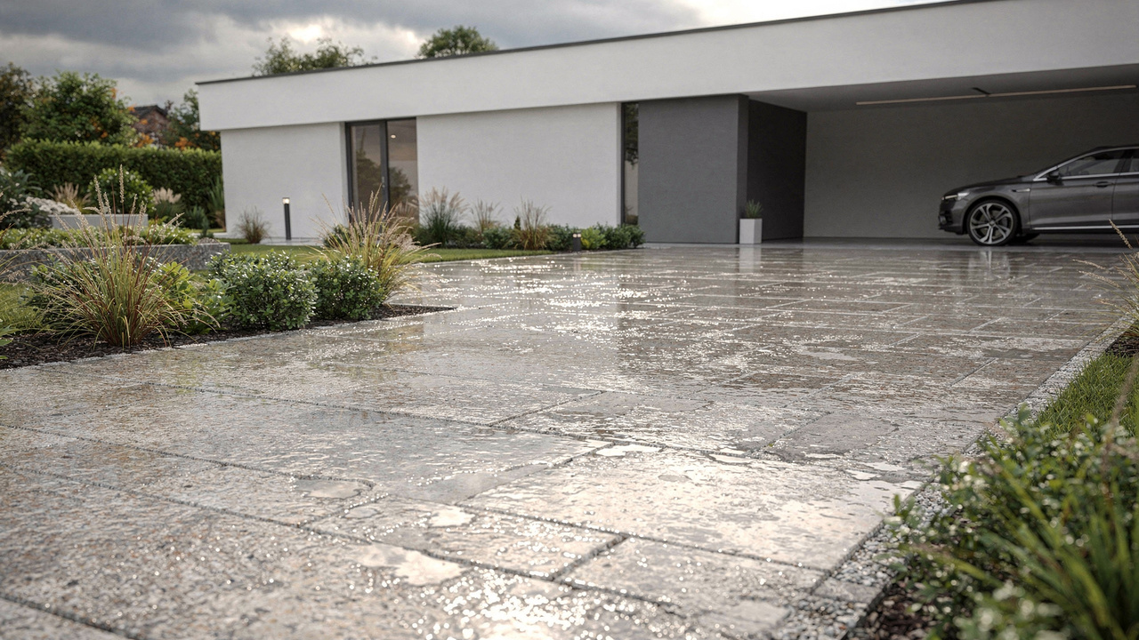 Substitua o cimento pelo piso drenante da Holanda e livre seu quintal de poças escorregadias para sempre