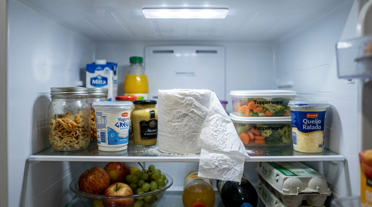 Coloque um rolo de papel higiênico com bicarbonato na geladeira e, no dia seguinte, todos vão te agradecer