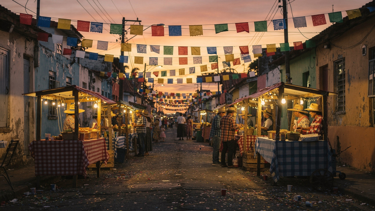 Festas juninas que envolviam o bairro inteiro com bandeirinhas feitas à mão
