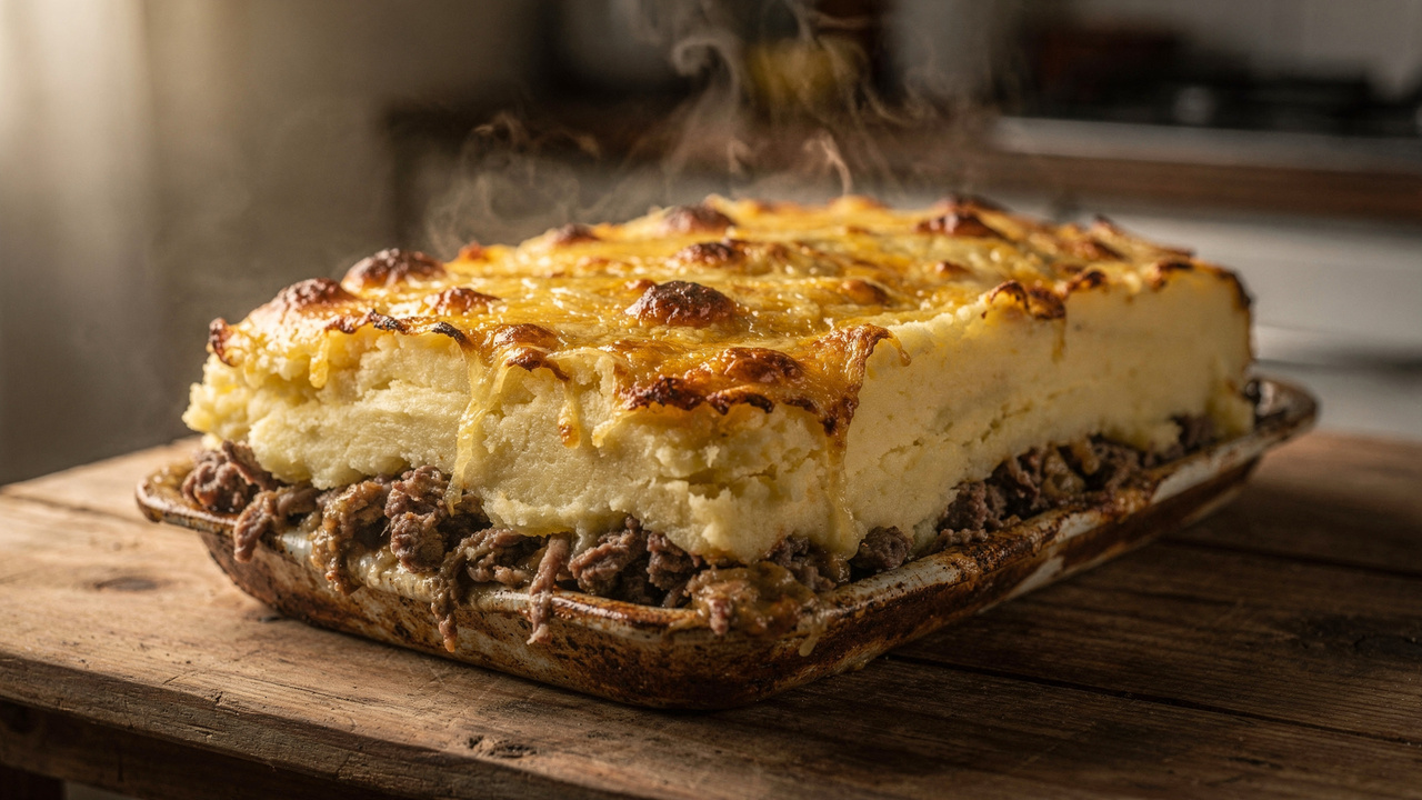 Misture carne desfiada e purê cremoso e faça um escondidinho gratinado perfeito para o almoço
