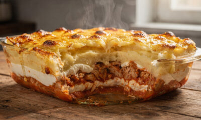 Esse escondidinho de frango fica mais cremoso quando você reduz o molho antes de montar