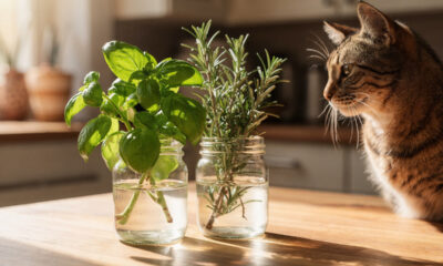 Duas plantas seguras para casas com gatos e que ajudam a deixar cozinha e varanda menos atraentes para insetos