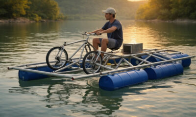 Barco anfíbio feito com sucata de bicicleta chama atenção pela engenharia artesanal e criativa