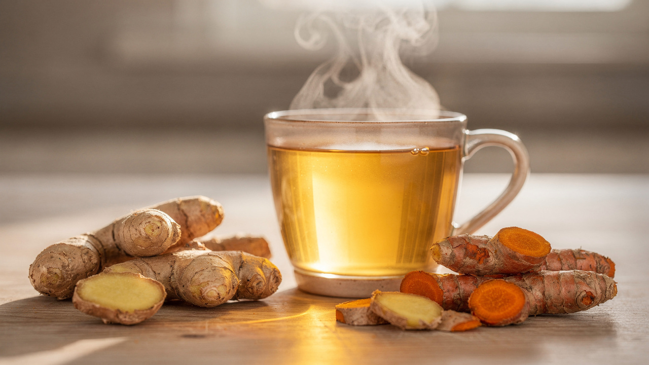 Aprenda a fazer o chá de gengibre com cúrcuma que ajuda idosos no alívio da rigidez nas articulações