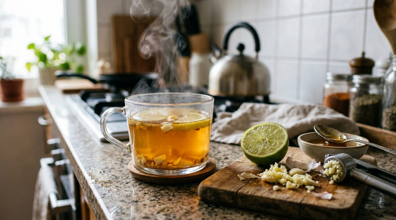 Aprenda a fazer o chá de alho com limão que muita gente toma para aliviar a dor de garganta
