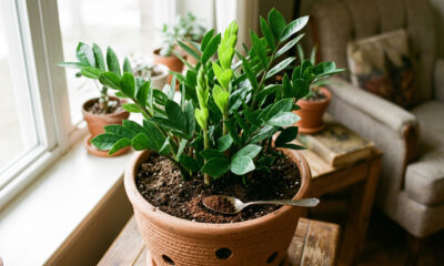 Minha vizinha me mostrou o que ela espalha nas zamioculcas: depois de um mês, minha planta produziu 10 novas mudinhas