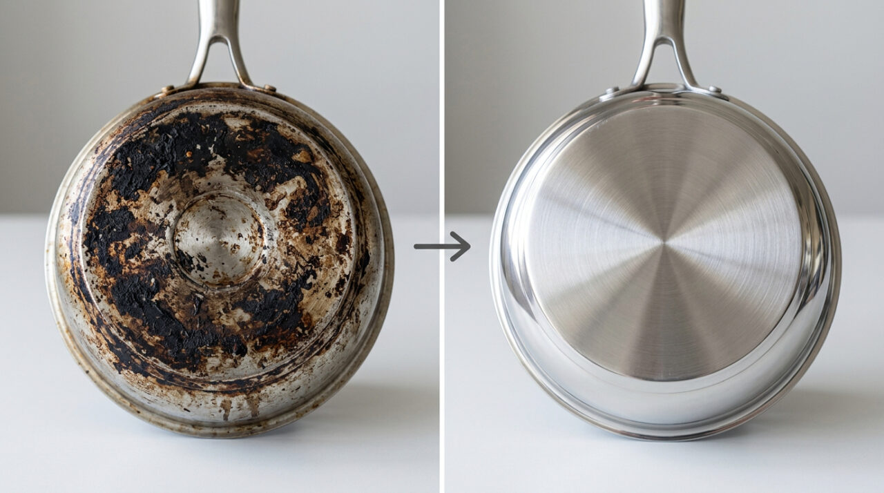 Um truque caseiro eficar para remover comida queimada ou sujeira grudada nas panelas com apenas dois ingredientes