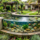 Esse projeto com aquário curvo deixa o jardim mais bonito e cheio de vida