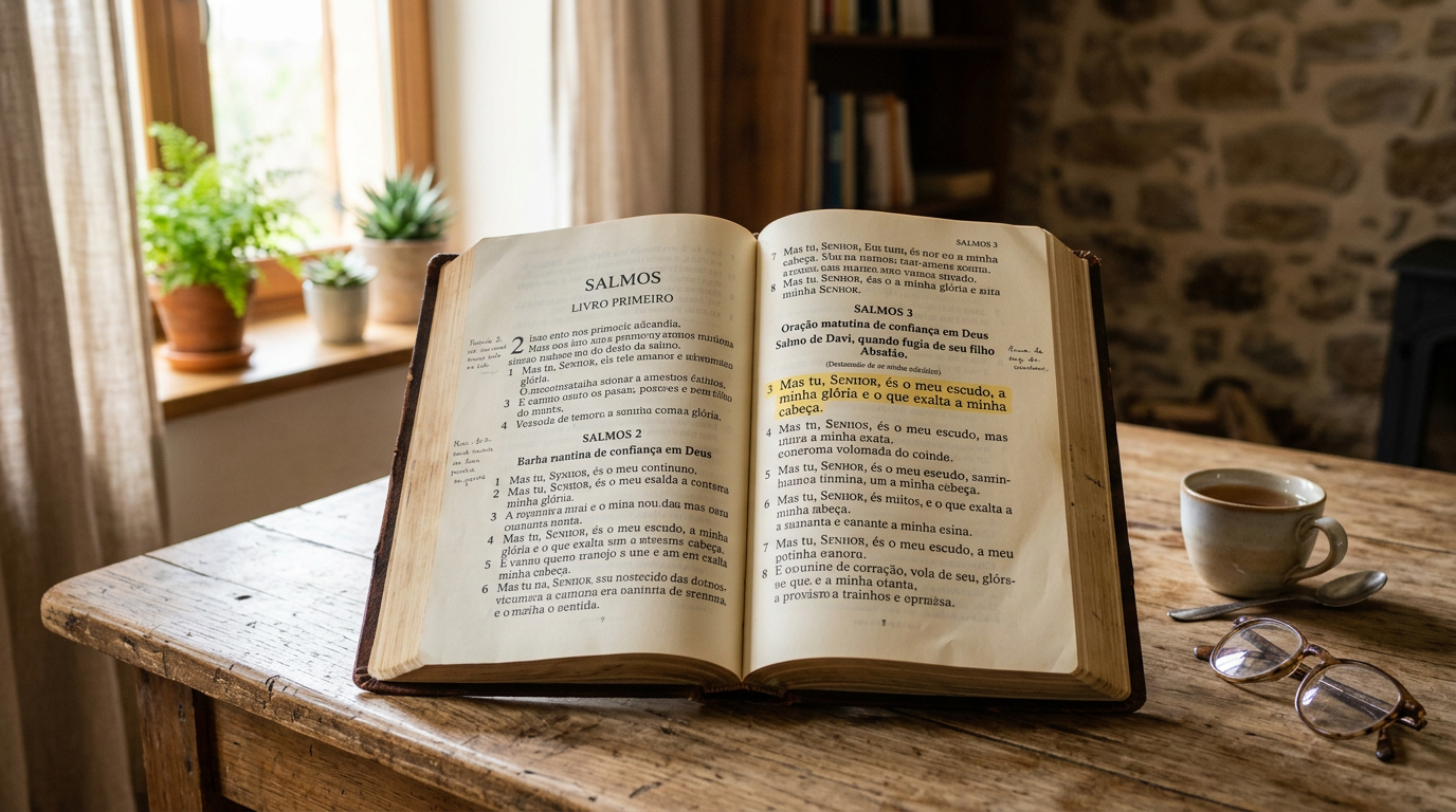 Salmos 3:3: “Deus é quem levanta sua cabeça quando a insegurança tenta dominar”