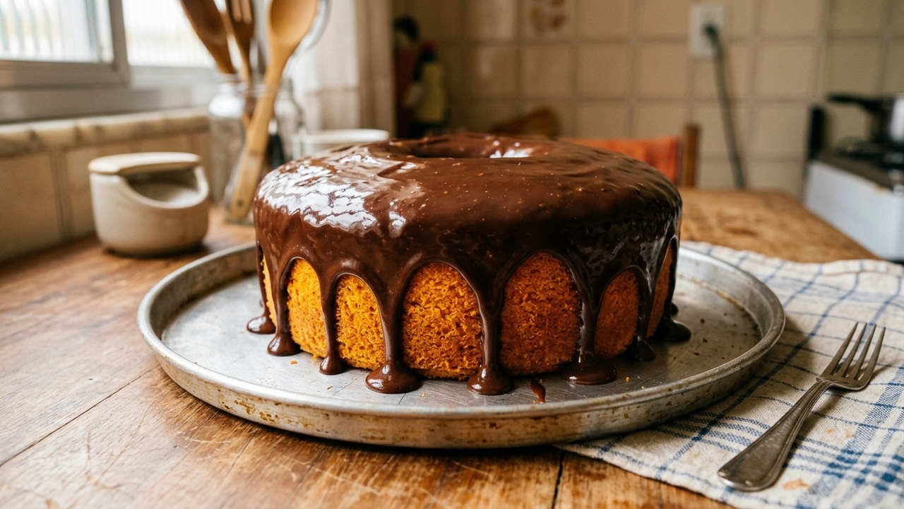 Bata cenoura, ovos e óleo e faça um bolo de cenoura macio e perfeito para servir ainda morno