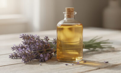 Óleo corporal caseiro com lavanda para idosos que buscam hidratação e relaxamento