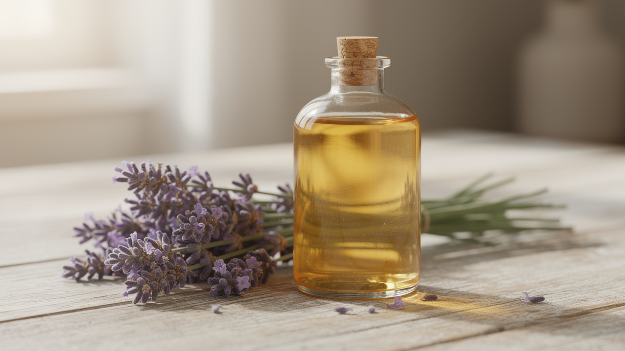 Óleo corporal caseiro com lavanda para idosos que buscam hidratação e relaxamento