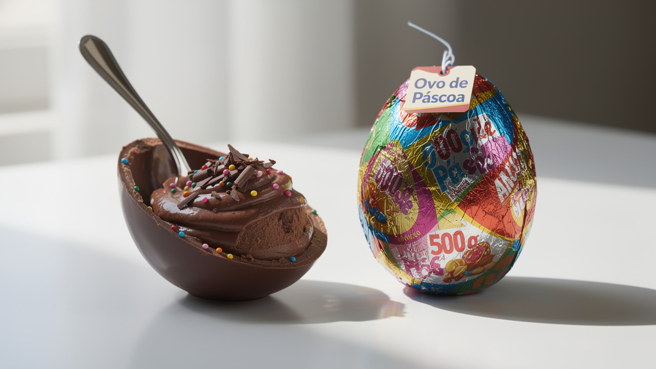Quanto custa fazer um ovo de Páscoa de colher de 500g comparado com comprar a versão pronta no mercado