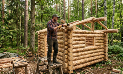 Ele passou 180 dias sozinho erguendo uma cabana secreta de madeira no meio da mata