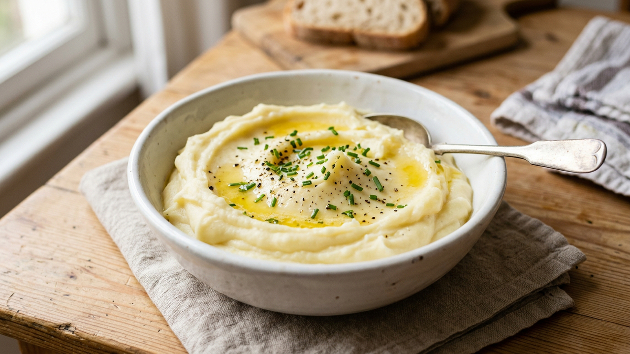 Misture batata, leite, margarina e alho e faça um purê perfeito e bem cremoso